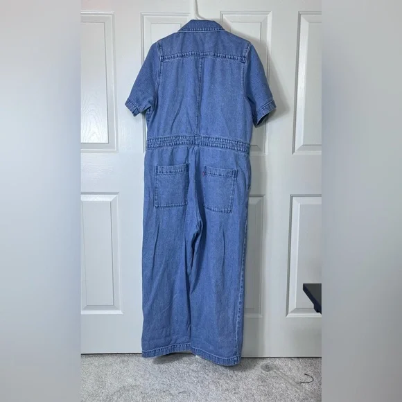 Levi’s Premium Denim Short sleeve Jumpsuit, size XL, Button & Drawstring Waist - Picture 2 of 7